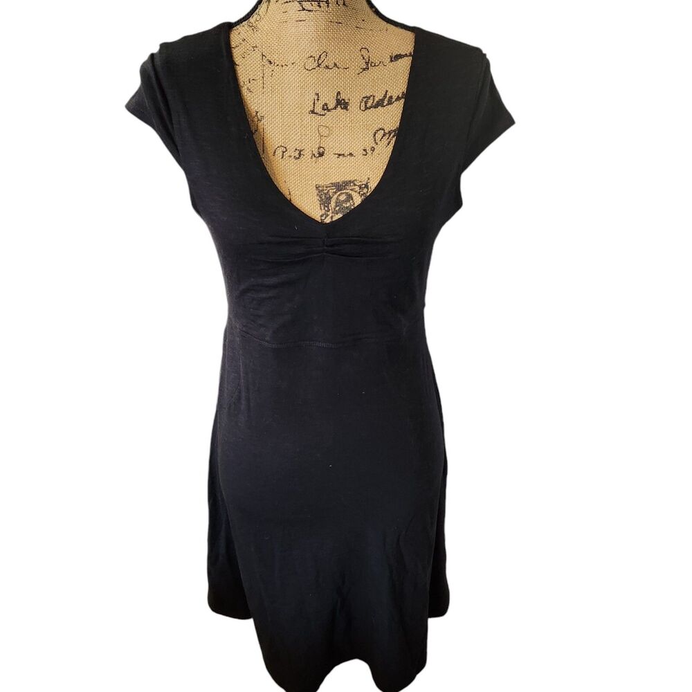 Toad & Co Capsule Black Short Sleeve A Line Dress Womens SZ Small Babydoll Y2K